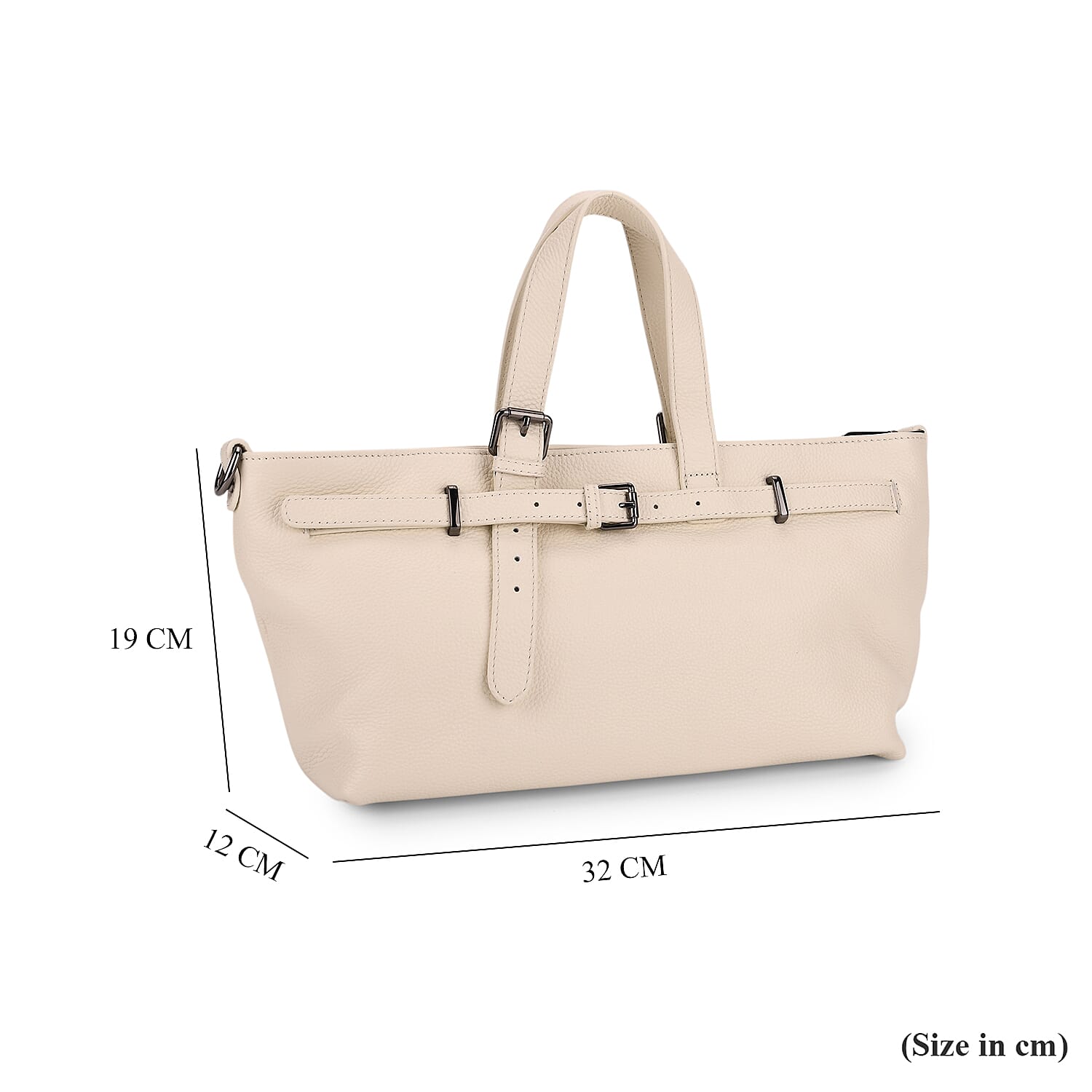 Vicenza 2025 Autumn-Winter Collection - Genuine Leather Belt-detail Crossbody Bag with Detachable Shoulder Strap - Cream