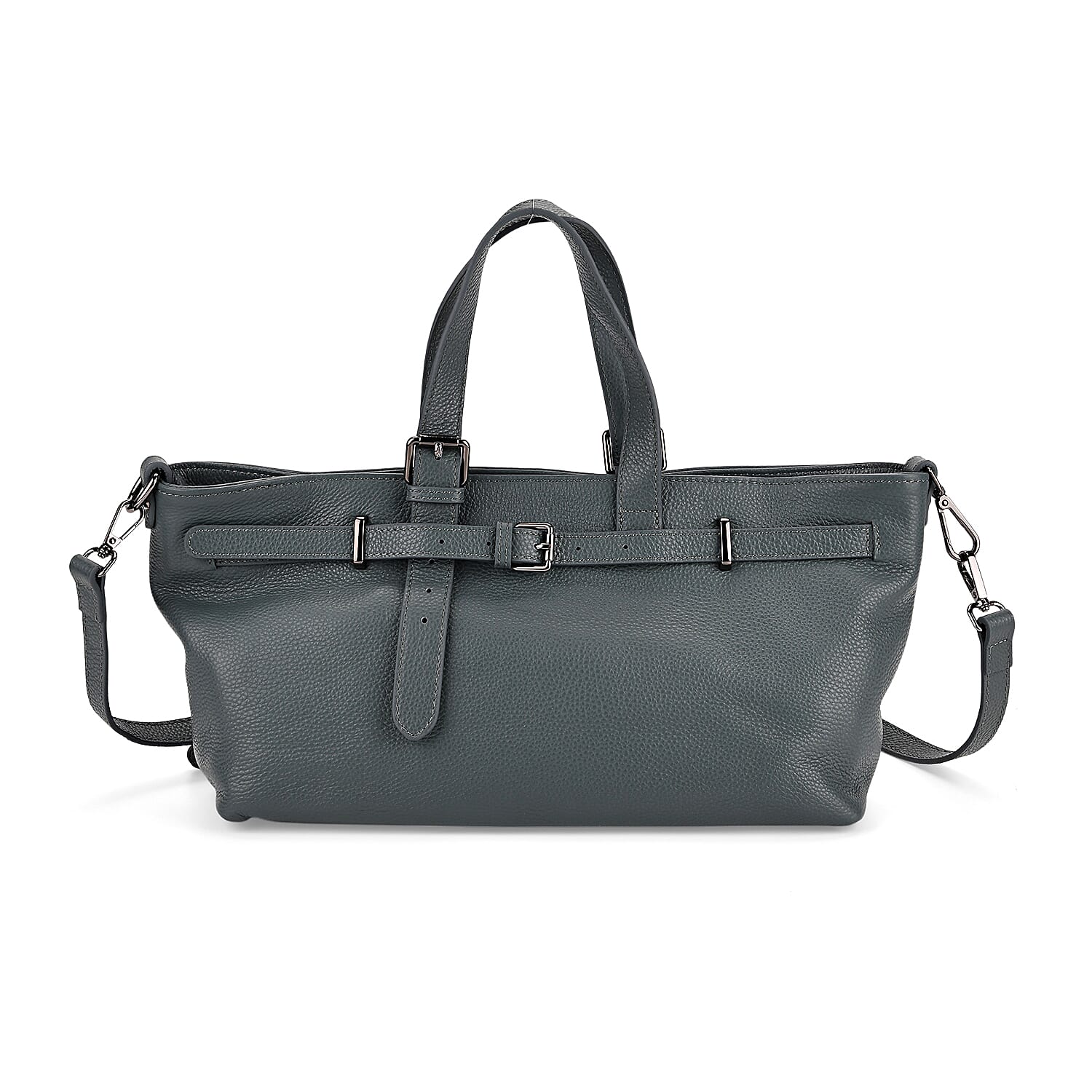 Vicenza 2025 Autumn-Winter Collection - Genuine Leather Belt-detail Crossbody Bag with Detachable Shoulder Strap - Cornflower