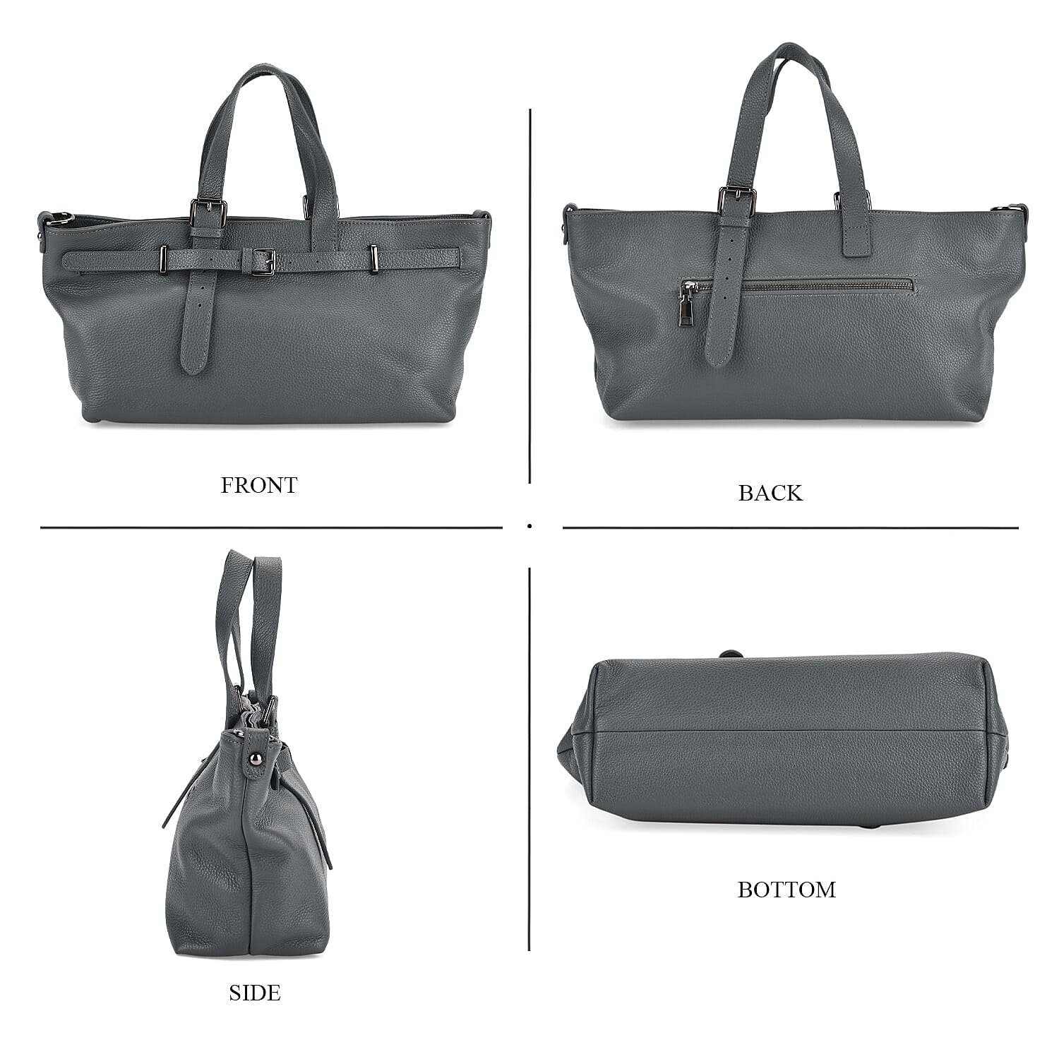 Vicenza 2025 Autumn-Winter Collection - Genuine Leather Belt-detail Crossbody Bag with Detachable Shoulder Strap - Cornflower