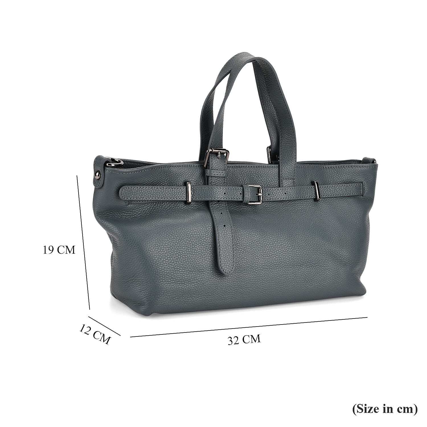 Vicenza 2025 Autumn-Winter Collection - Genuine Leather Belt-detail Crossbody Bag with Detachable Shoulder Strap - Cornflower