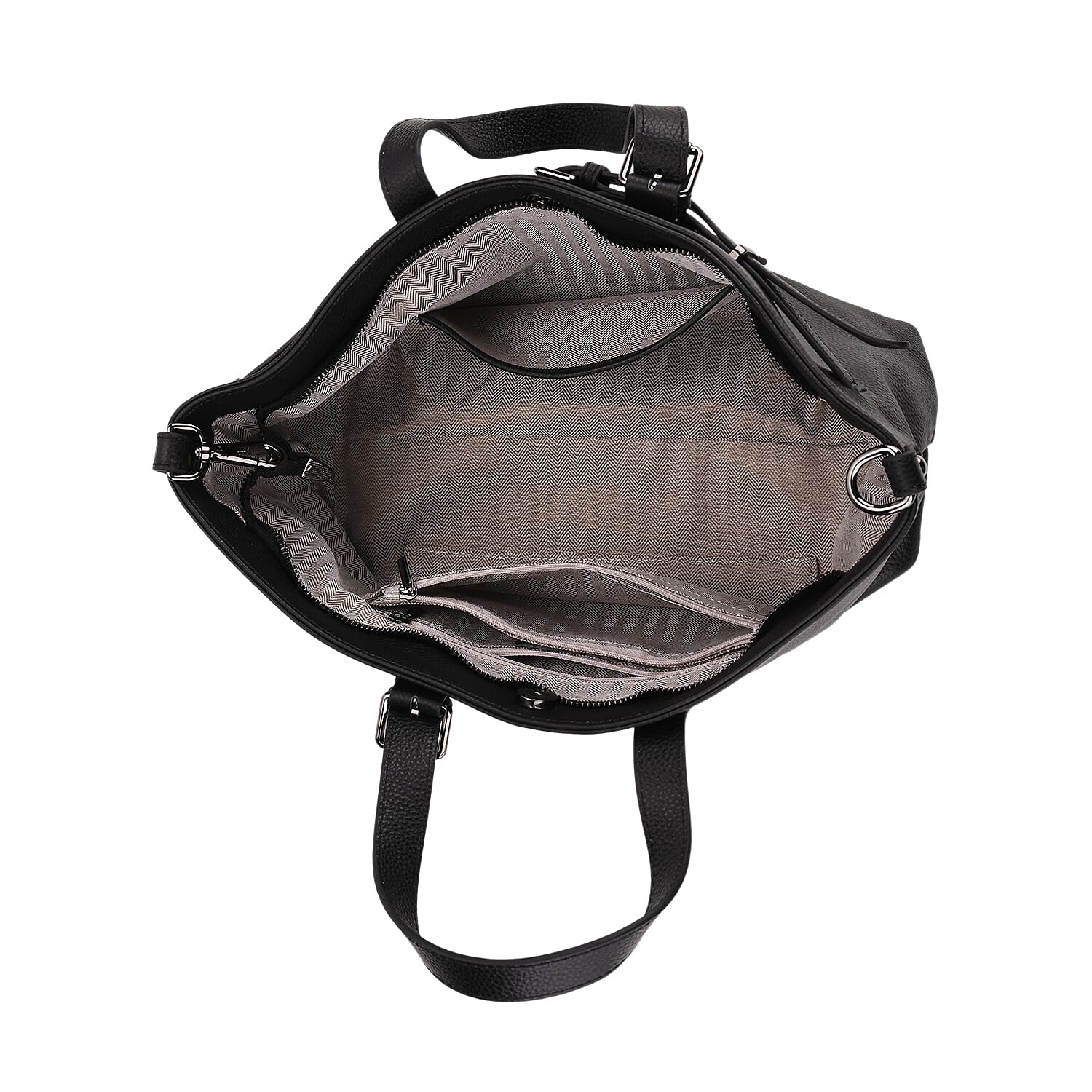 Vicenza 2025 Autumn-Winter Collection - Genuine Leather Belt-detail Crossbody Bag with Detachable Shoulder Strap - Black