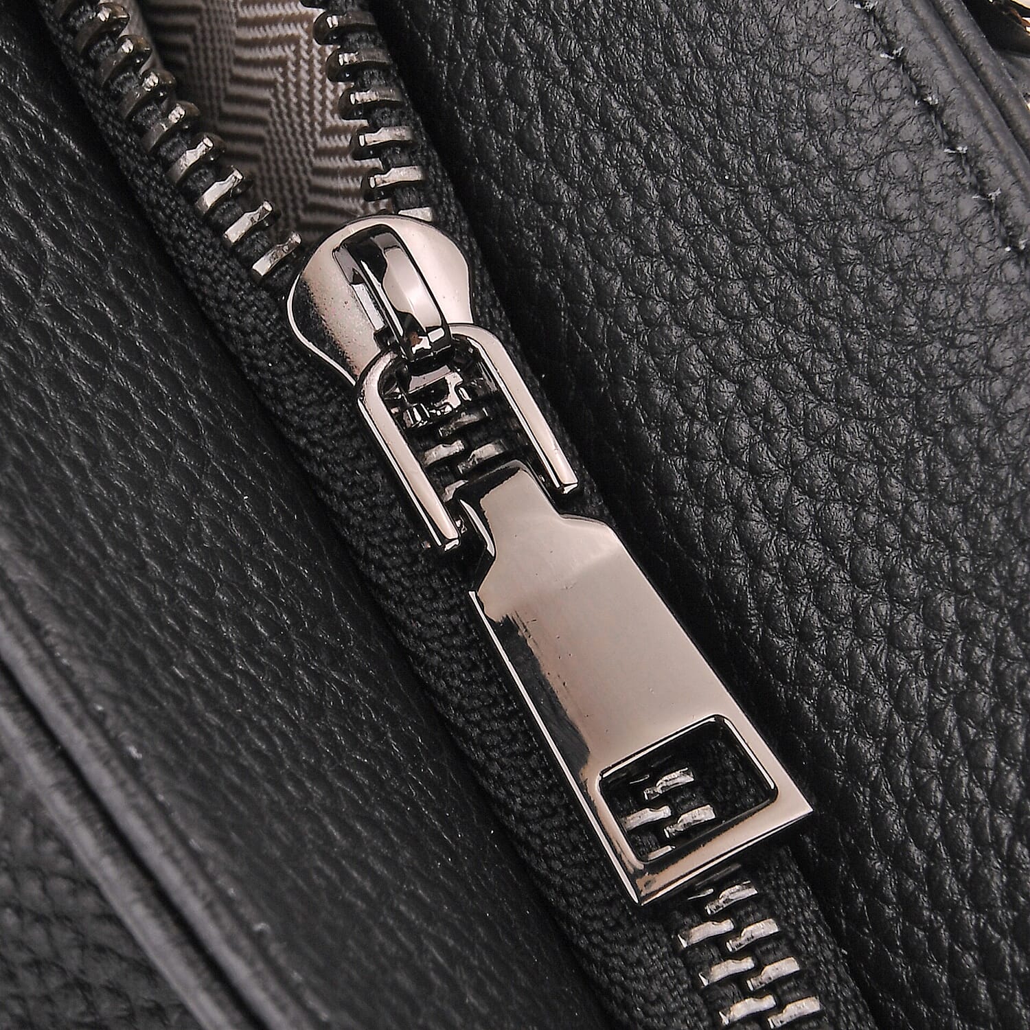 Vicenza 2025 Autumn-Winter Collection - Genuine Leather Belt-detail Crossbody Bag with Detachable Shoulder Strap - Black