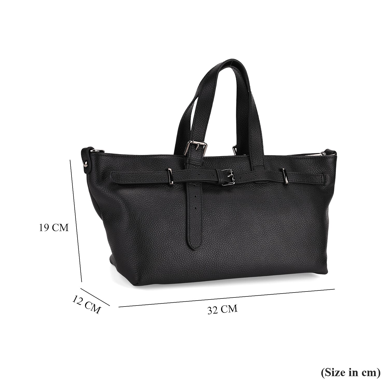 Vicenza 2025 Autumn-Winter Collection - Genuine Leather Belt-detail Crossbody Bag with Detachable Shoulder Strap - Black