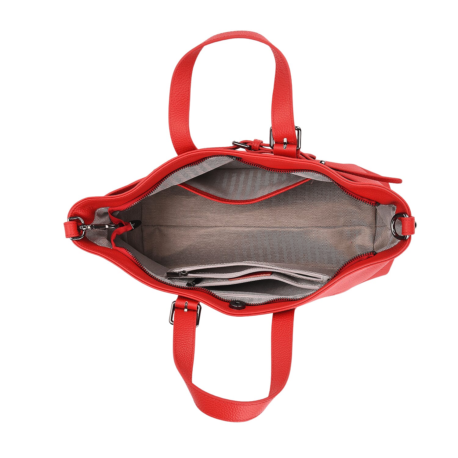 Vicenza 2025 Autumn-Winter Collection - Genuine Leather Belt-detail Crossbody Bag with Detachable Shoulder Strap - Red