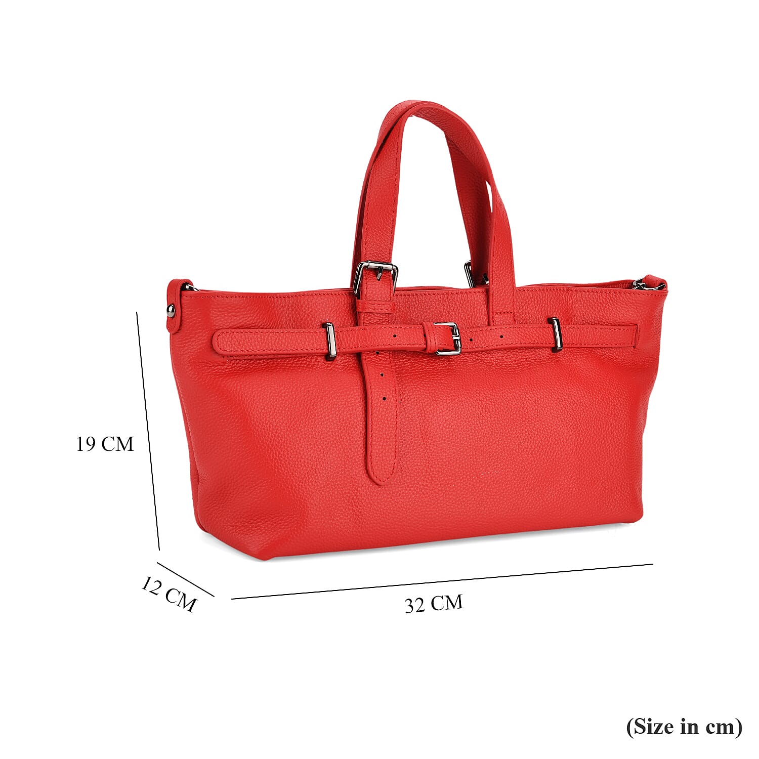 Vicenza 2025 Autumn-Winter Collection - Genuine Leather Belt-detail Crossbody Bag with Detachable Shoulder Strap - Red
