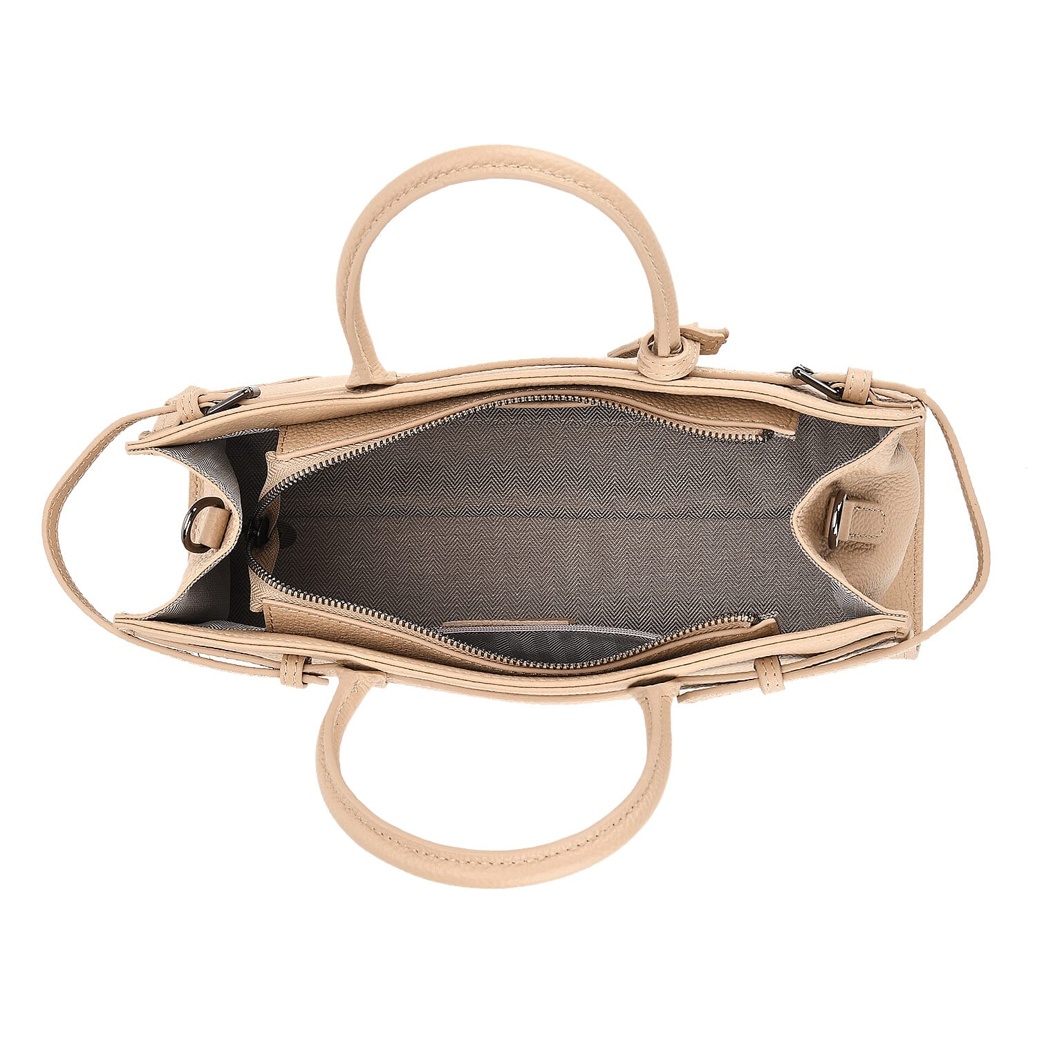 Genuine Leather Mini Handbag - Beige