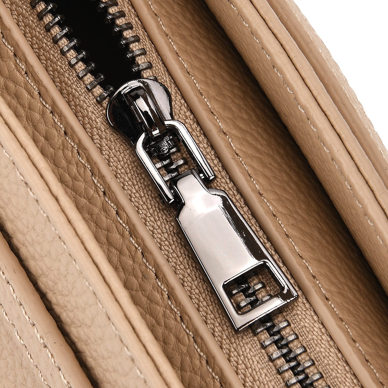 Genuine Leather Mini Handbag - Beige