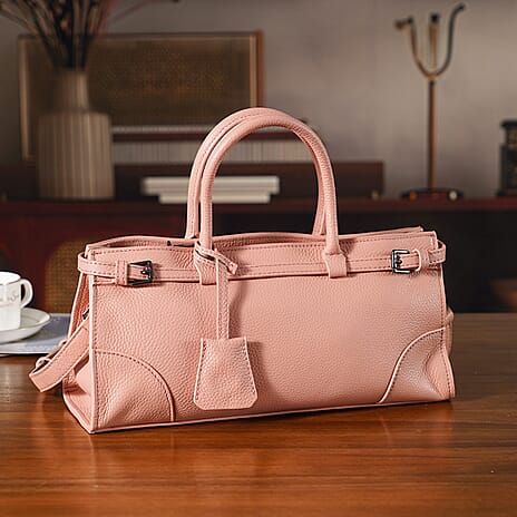 Designer Inspired - Genuine Leather Mini Handbag - Pink