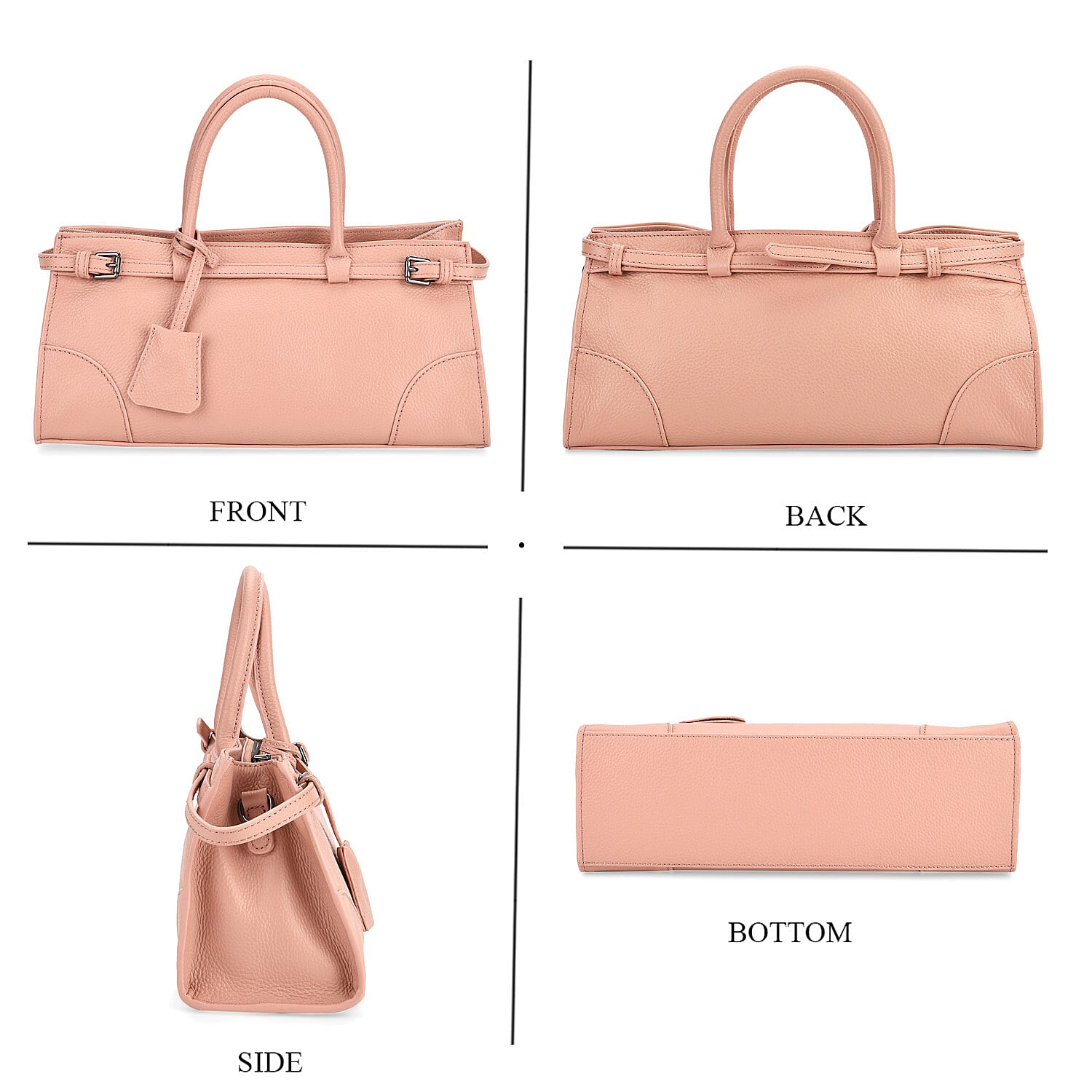 Genuine Leather Mini Handbag - Pink