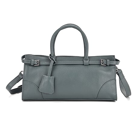 Genuine Leather Mini Handbag - Teal