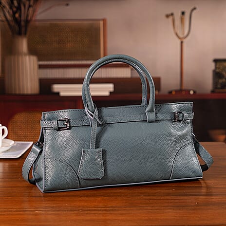 Designer Inspired - Genuine Leather Mini Handbag - Teal