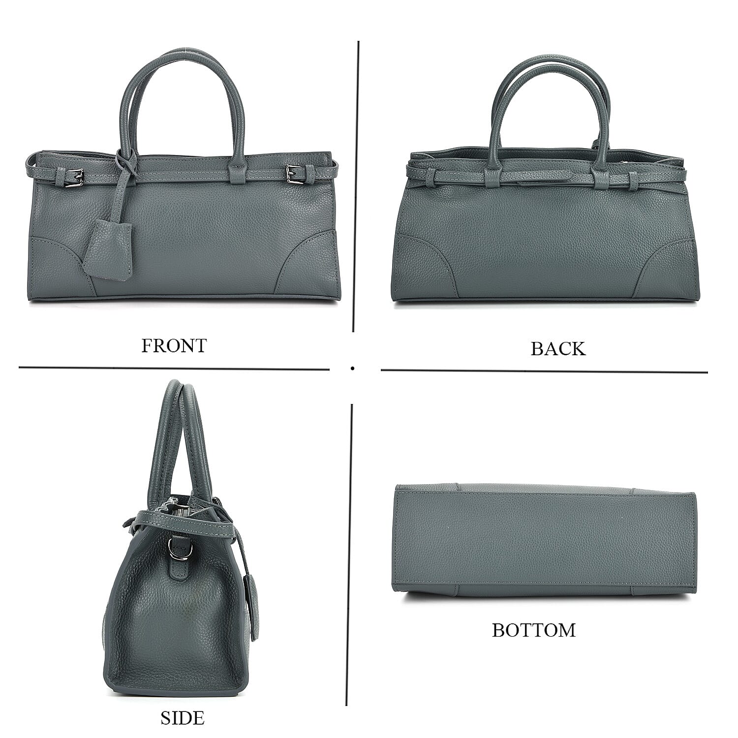 Genuine Leather Mini Handbag - Teal