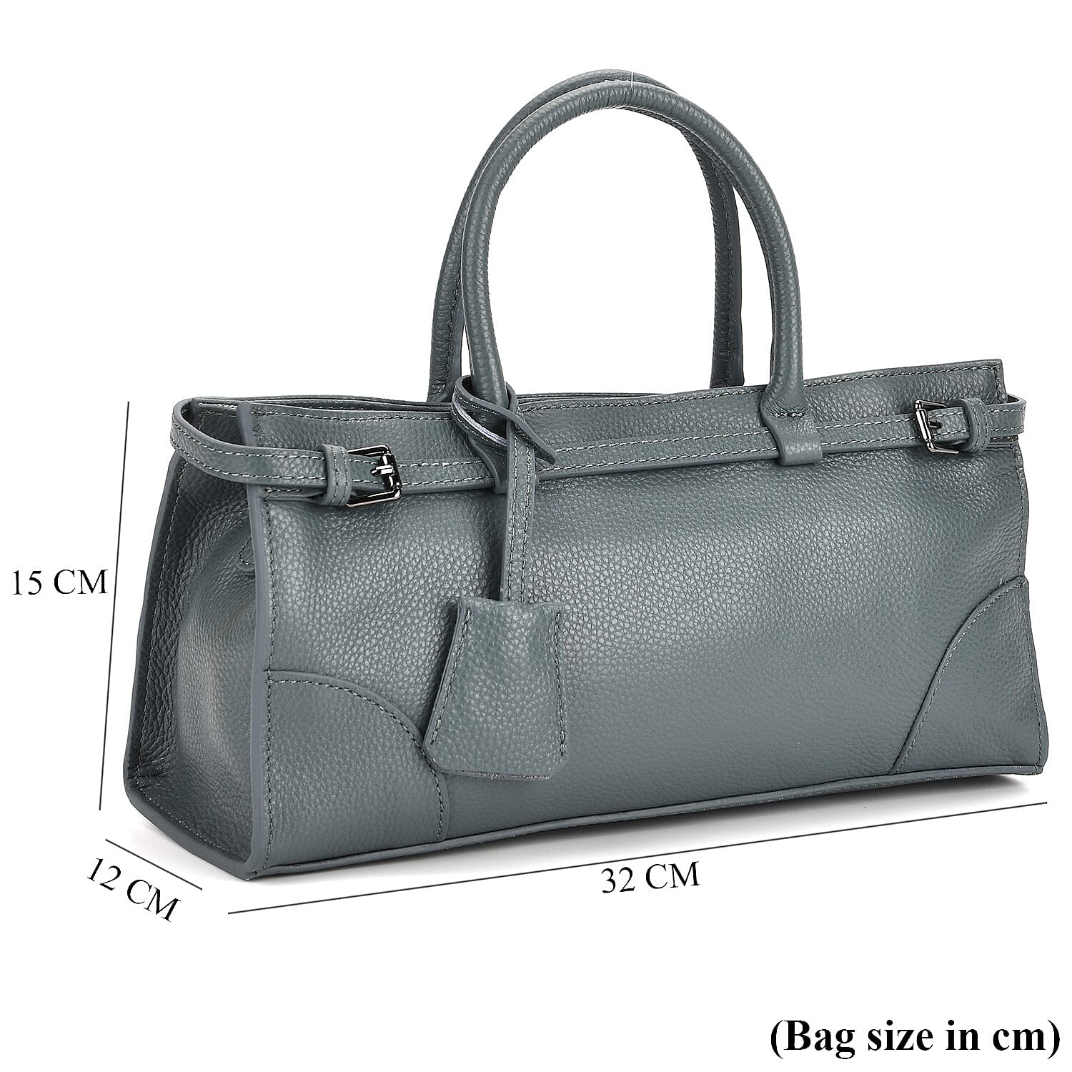 Genuine Leather Mini Handbag - Teal