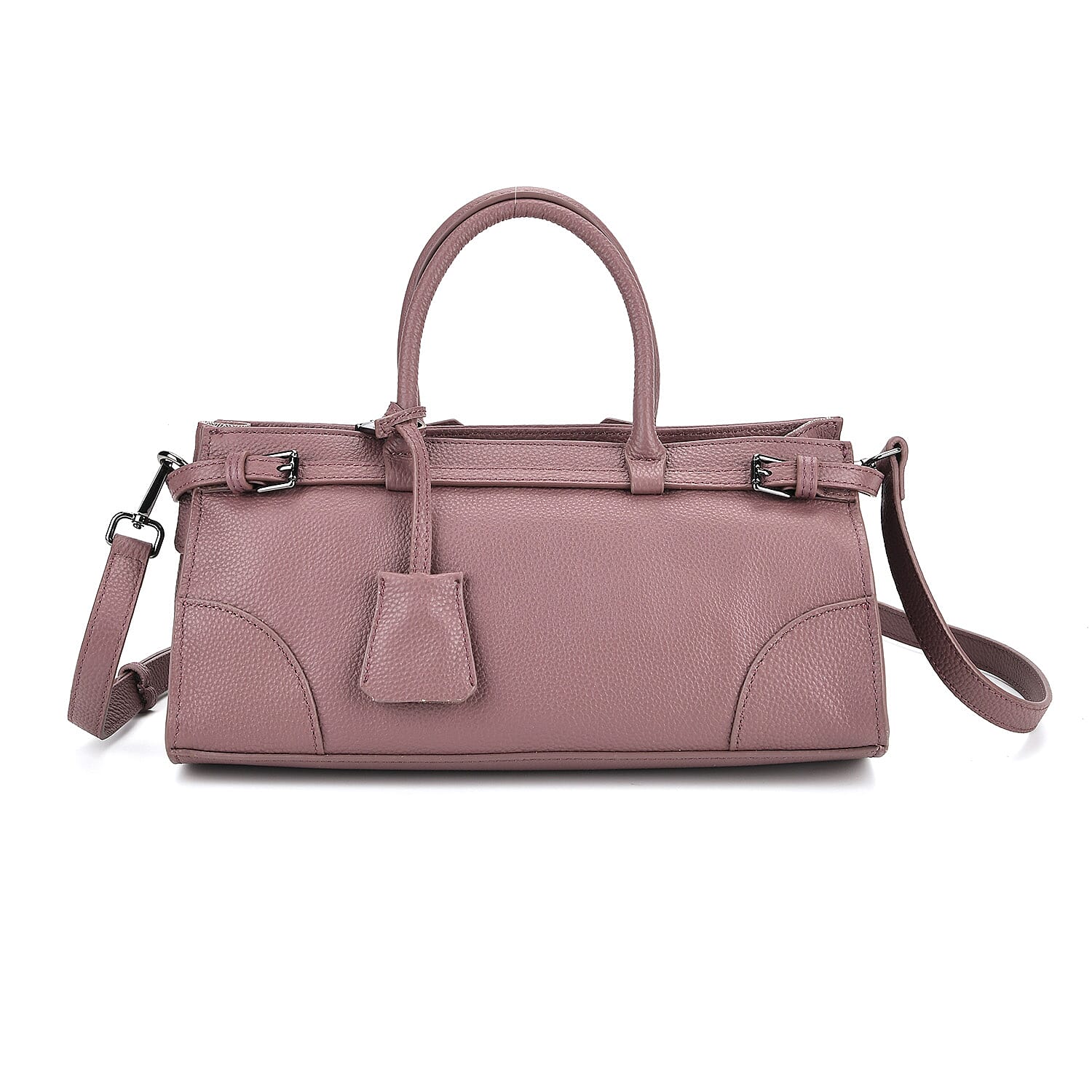 Genuine Leather Mini Handbag - Purple
