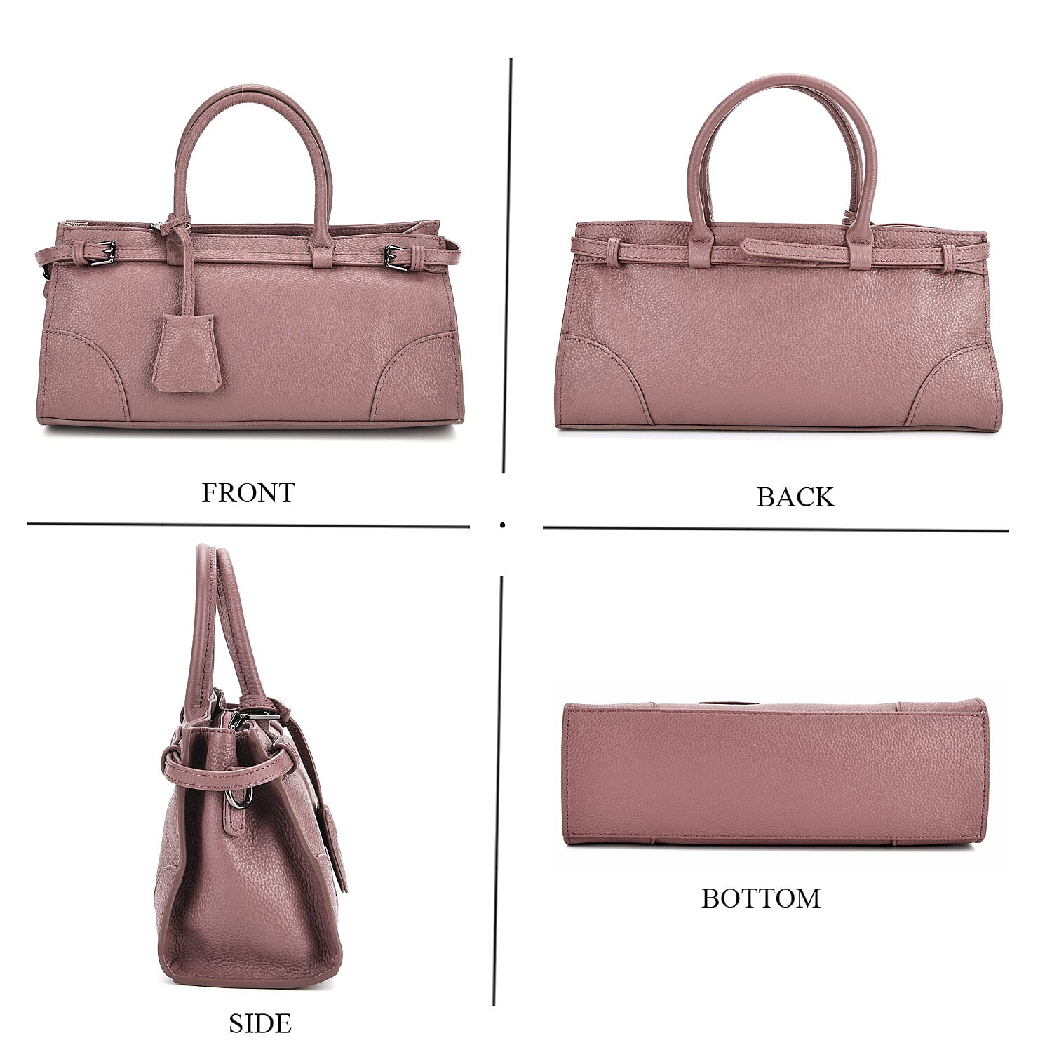 Genuine Leather Mini Handbag - Purple