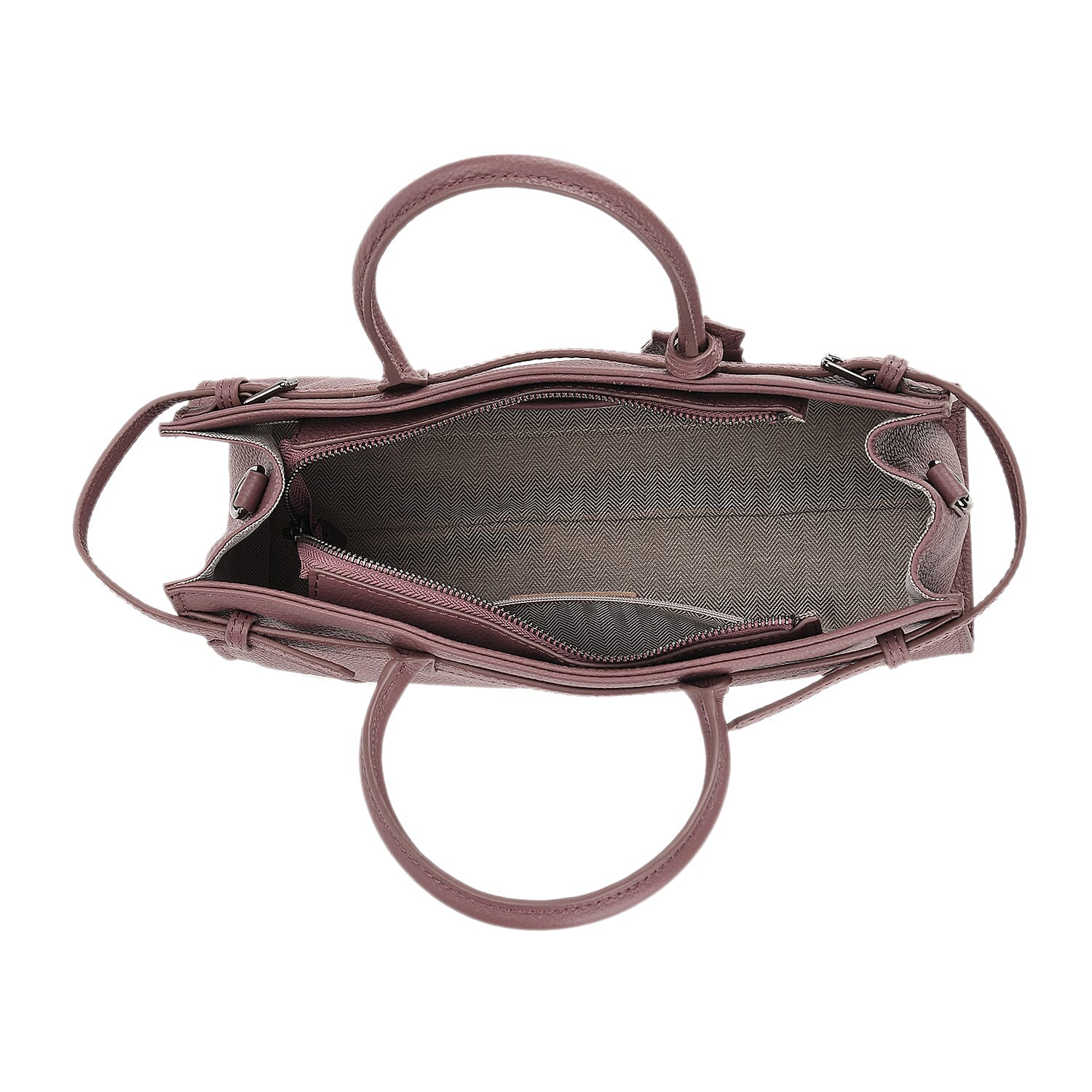 Genuine Leather Mini Handbag - Purple