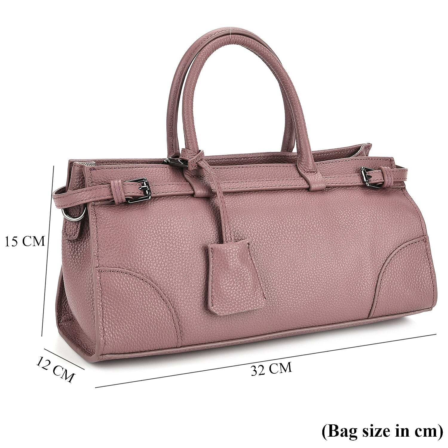 Genuine Leather Mini Handbag - Purple