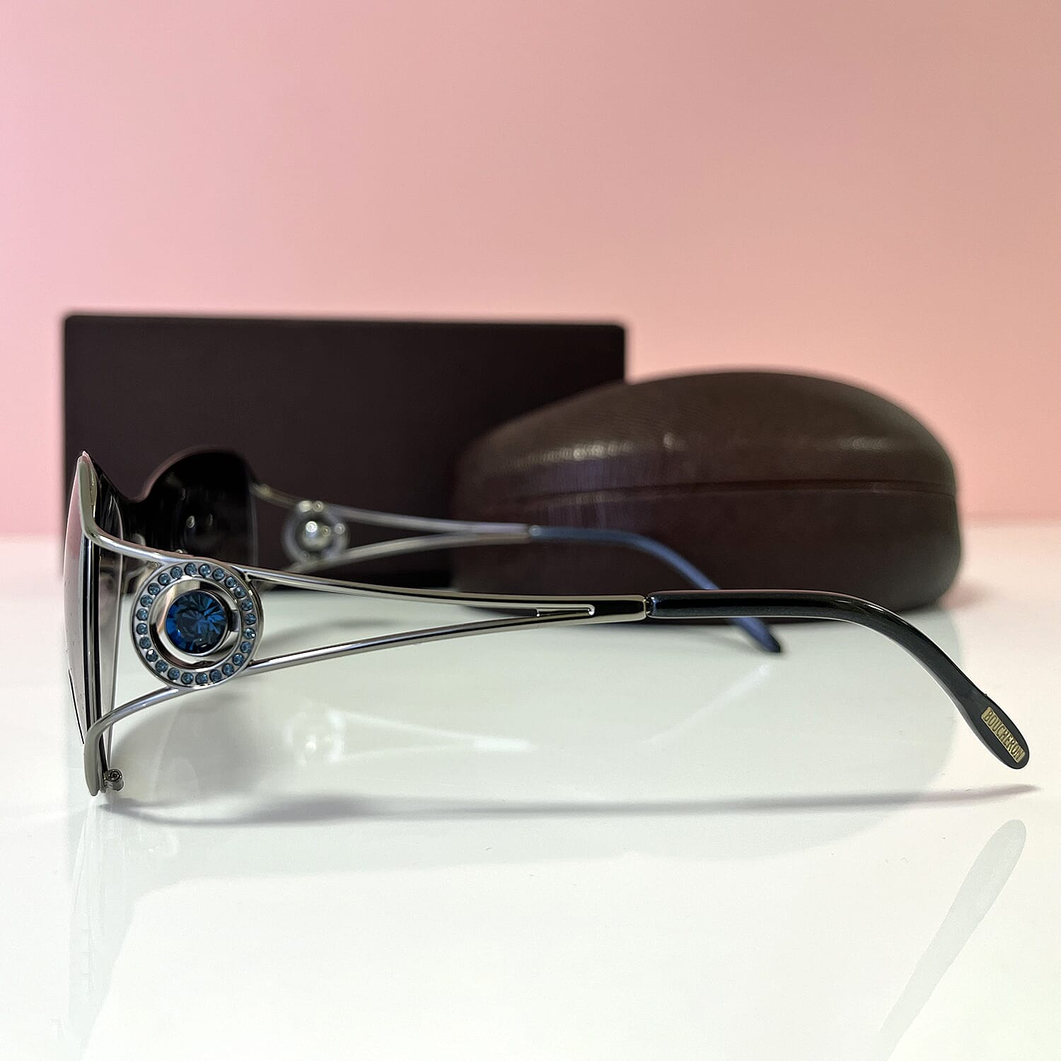 BOUCHERON Luxury Silver Square Sunglasses - Embellished Metal Frame