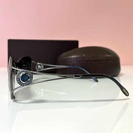 BOUCHERON PARIS Luxury Silver Square Sunglasses - Embellished Metal Frame