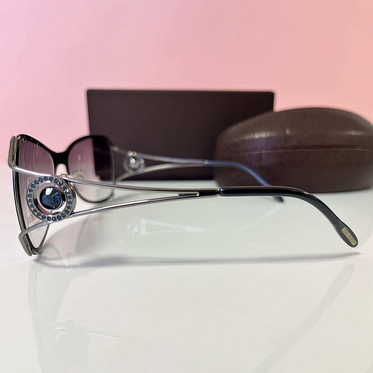 BOUCHERON Luxury Silver Square Sunglasses - Embellished Metal Frame