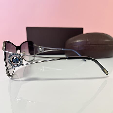 BOUCHERON PARIS Luxury Silver Square Sunglasses - Embellished Metal Frame