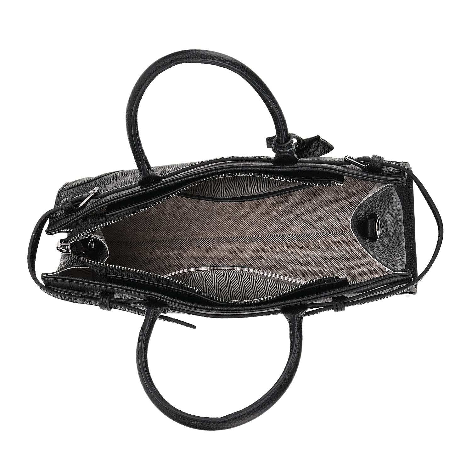 Genuine Leather Mini Handbag - Black