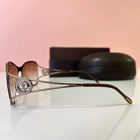 BOUCHERON PARIS Luxury Square Sunglasses with Embellished Metal Frame - Rose Gold