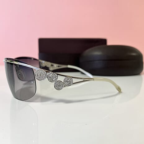 BOUCHERON PARIS Luxury Silver Square Sunglasses - Embellished Metal Frame