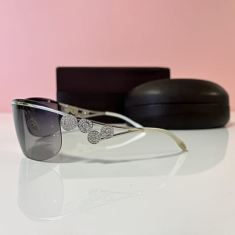 BOUCHERON PARIS Luxury Silver Square Sunglasses - Embellished Metal Frame