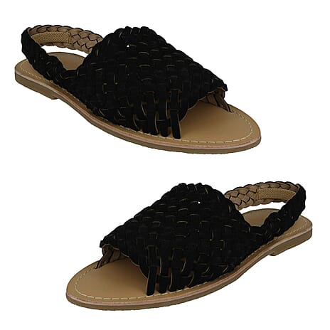 Ladies Sandal Suede Leather (Size - 5) - Black