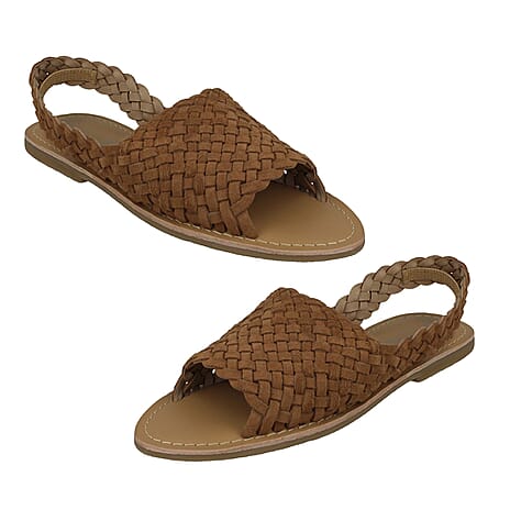 Ladies Sandal Suede Leather (Size - 5) - Tan