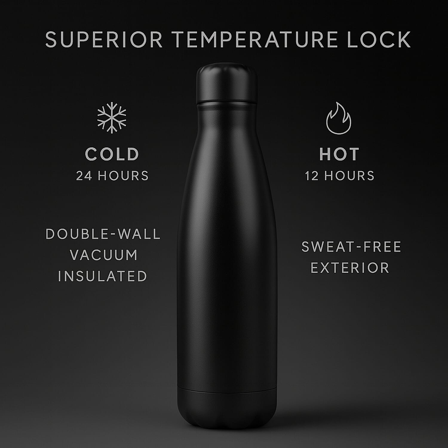 Stay Hydrated with HD Water Bottle (500ml) - Black