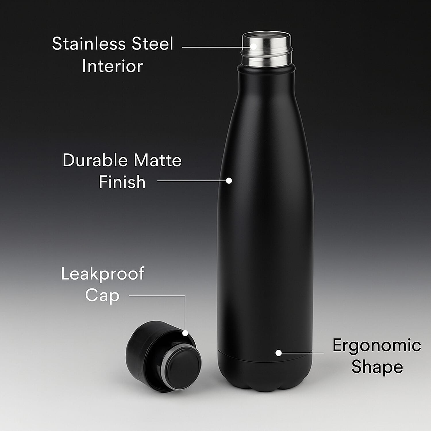 Stay Hydrated with HD Water Bottle (500ml) - Black