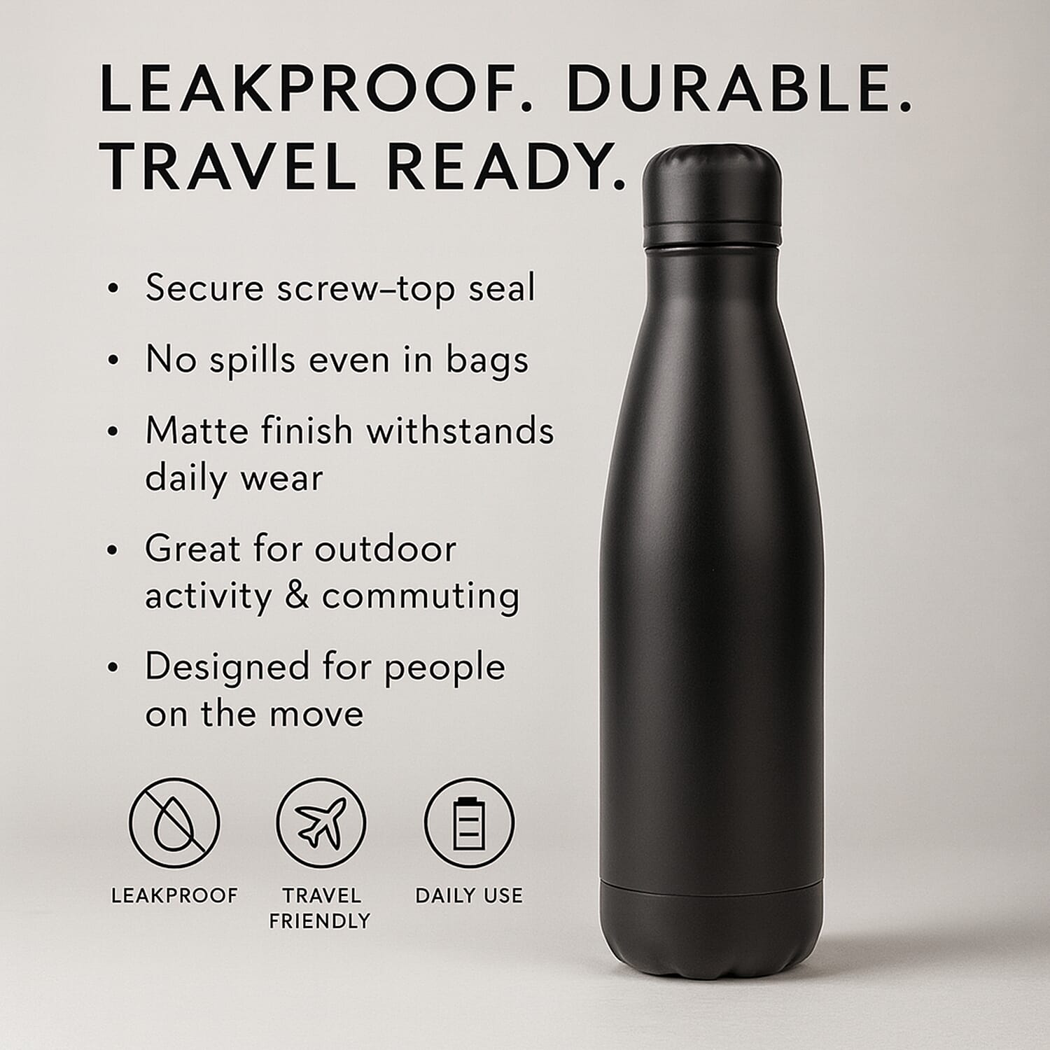 Stay Hydrated with HD Water Bottle (500ml) - Black