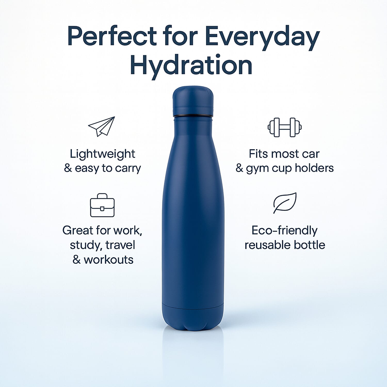 Stay Hydrated with HD Water Bottle (500ml) - Navy Blue
