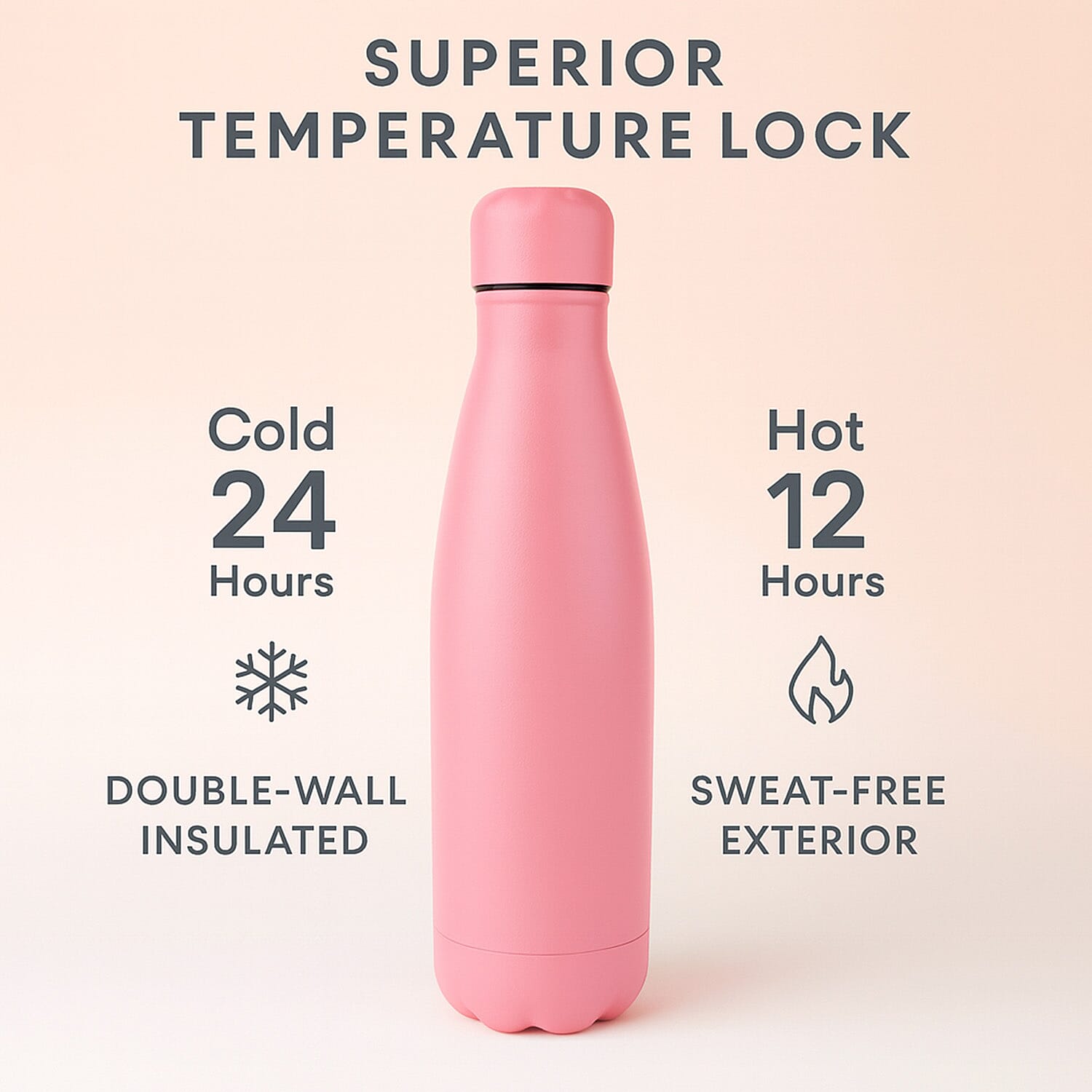 Stay Hydrated with HD Water Bottle (500ml) - Pink