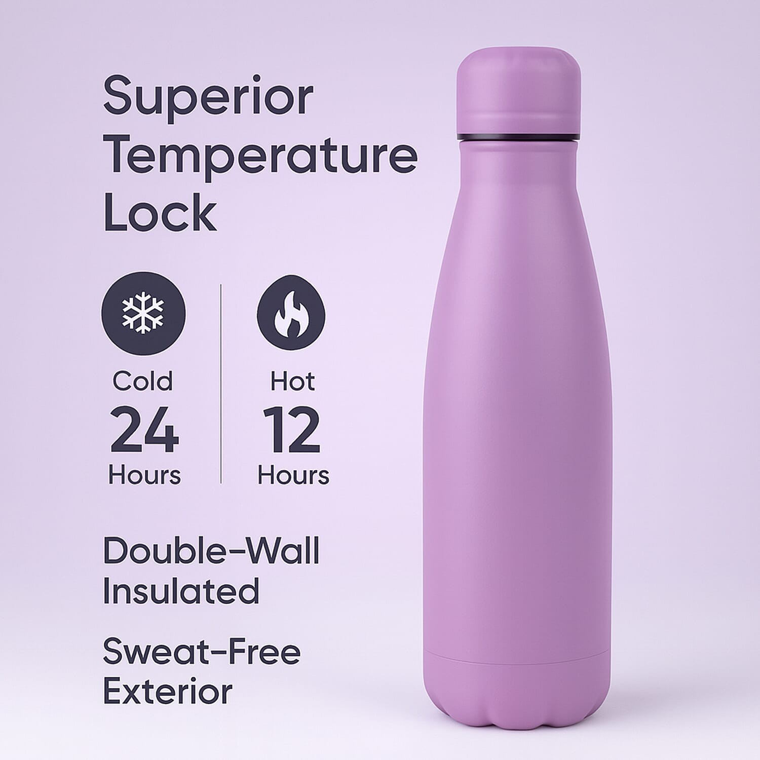 Stay Hydrated with HD Water Bottle (500ml) - Purple