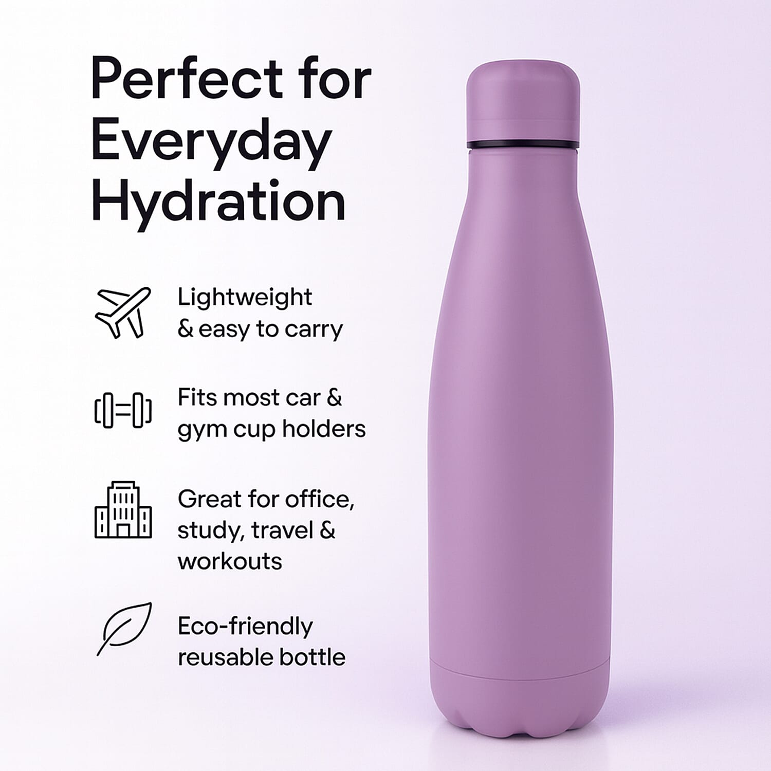 Stay Hydrated with HD Water Bottle (500ml) - Purple