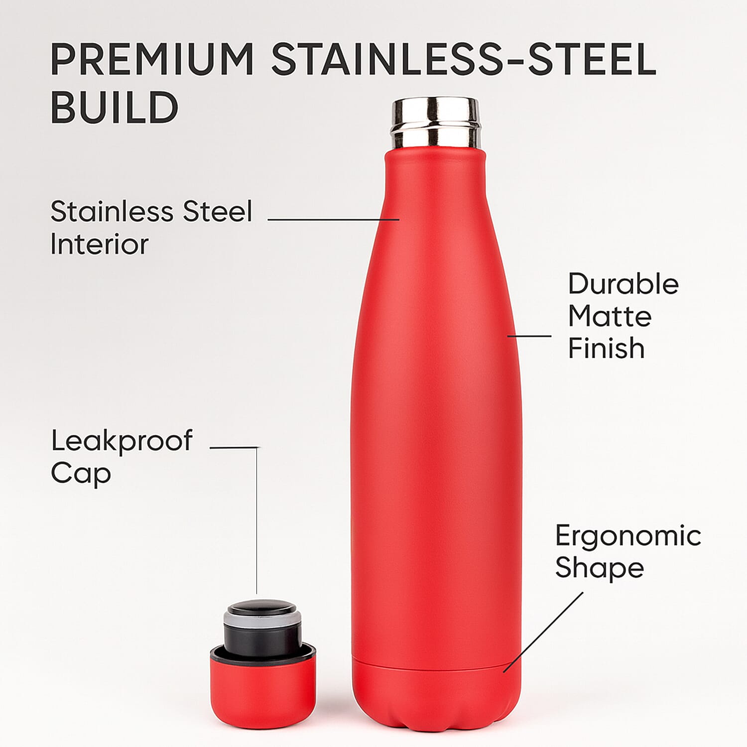 Stay Hydrated with HD Water Bottle (500ml) - Red