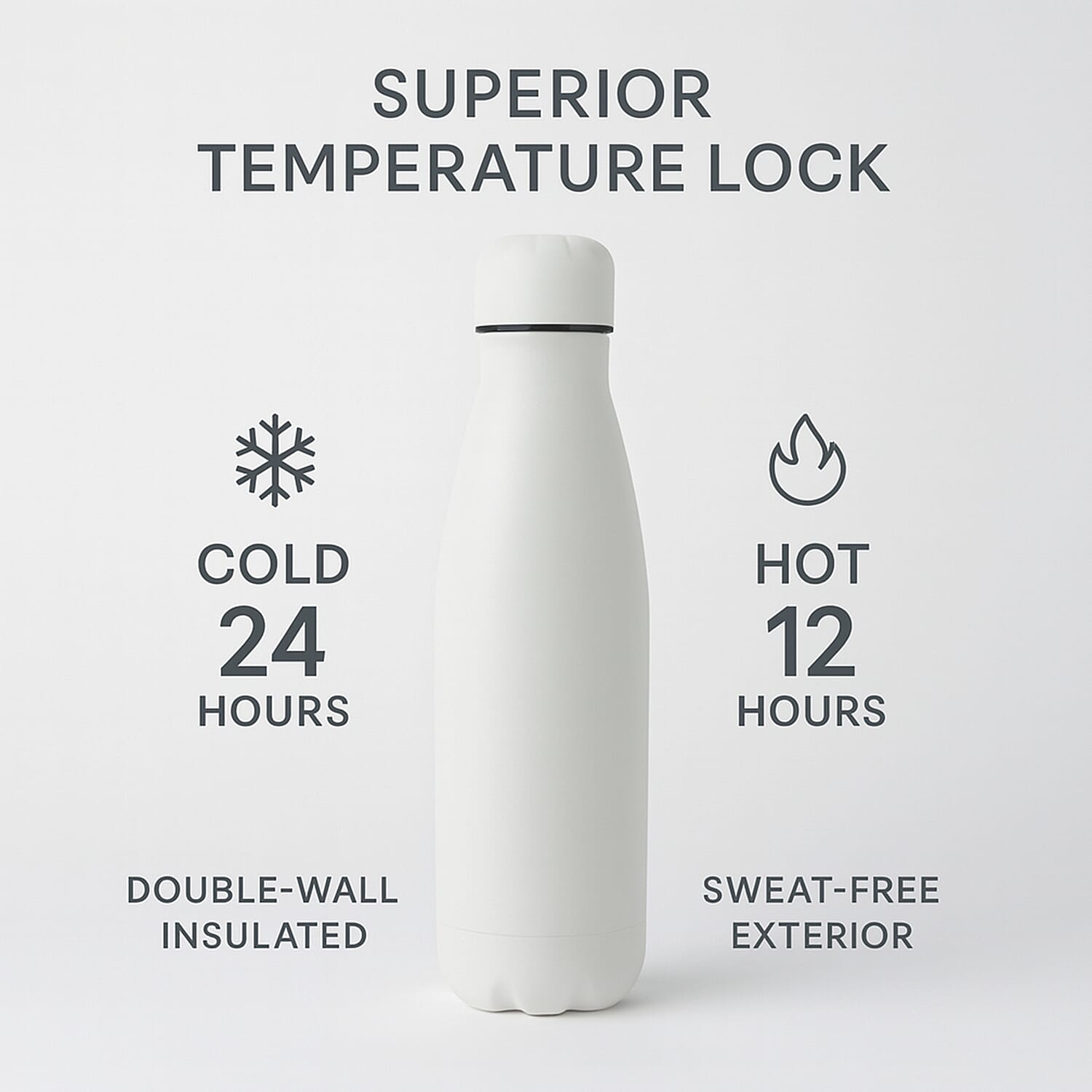 Stay Hydrated with HD Water Bottle (500ml) - White