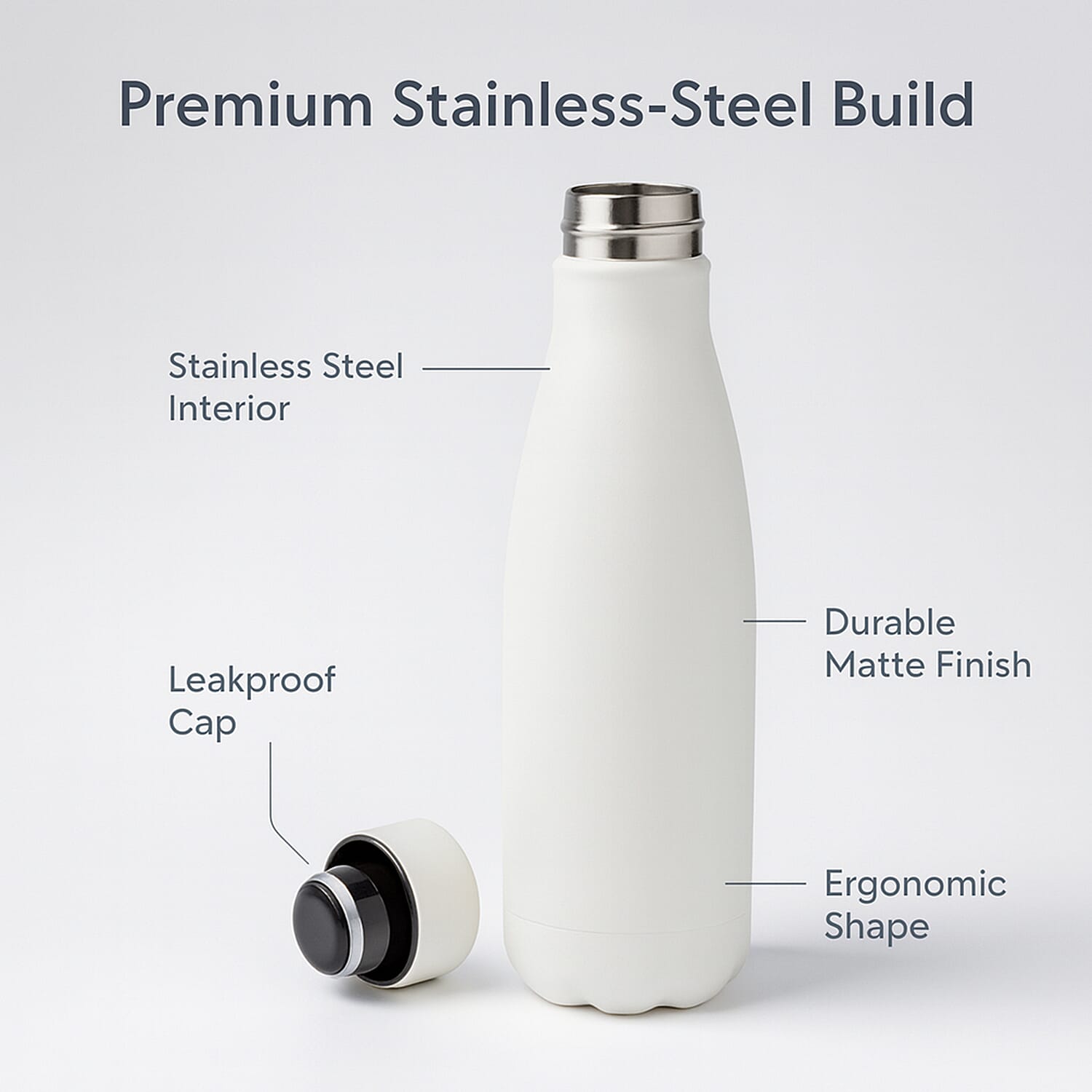 Stay Hydrated with HD Water Bottle (500ml) - White