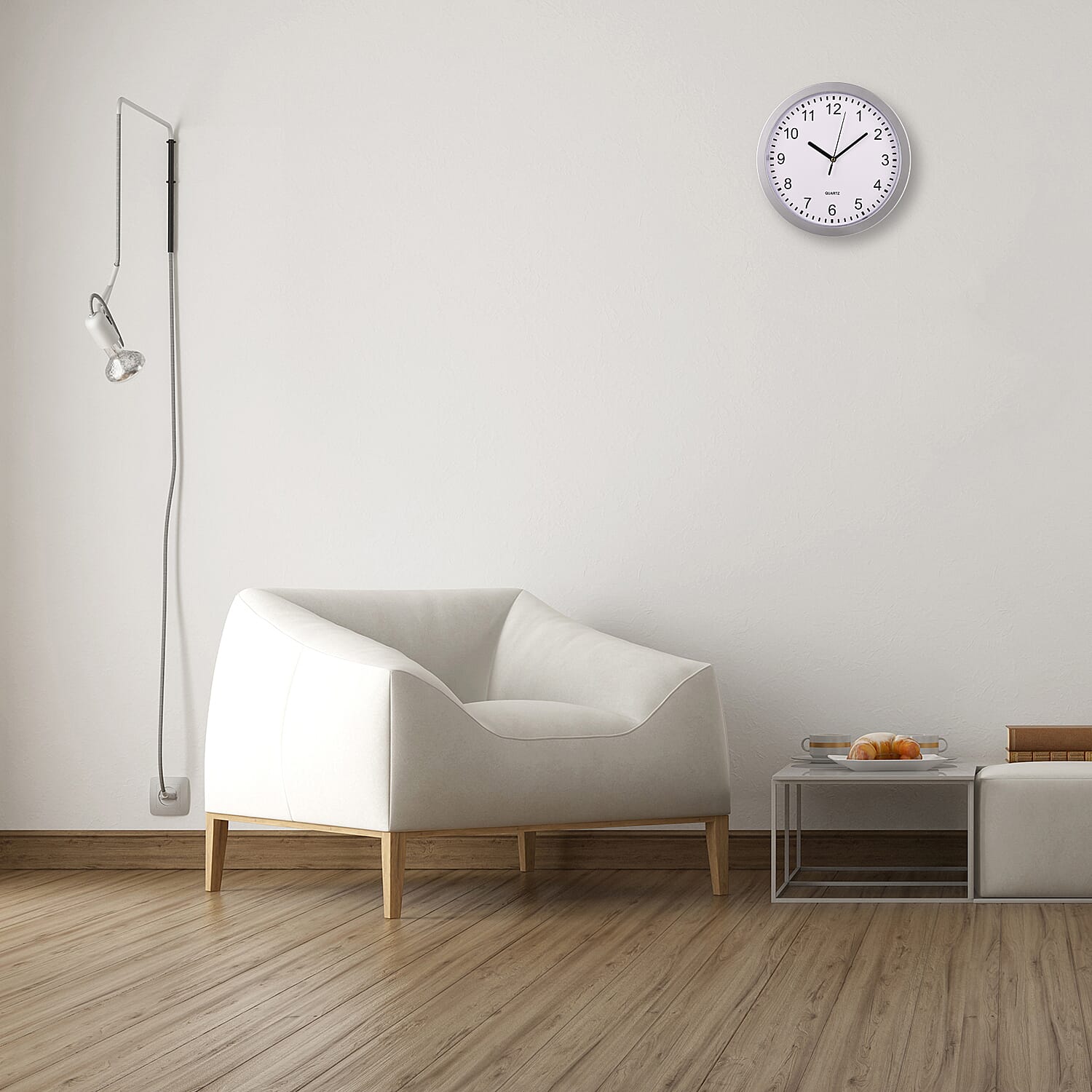 Classic-Round-PS-Wall-Clock-1xAA-Battery-not-inc-Silver