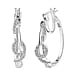 Champagne Diamond, Black Diamond J Hoop Half Hoop Earring with Clasp in 18K Vermeil Rose Gold Plated Sterling Silver 0.50 Ct, Silver wt. 6.47 Gms.