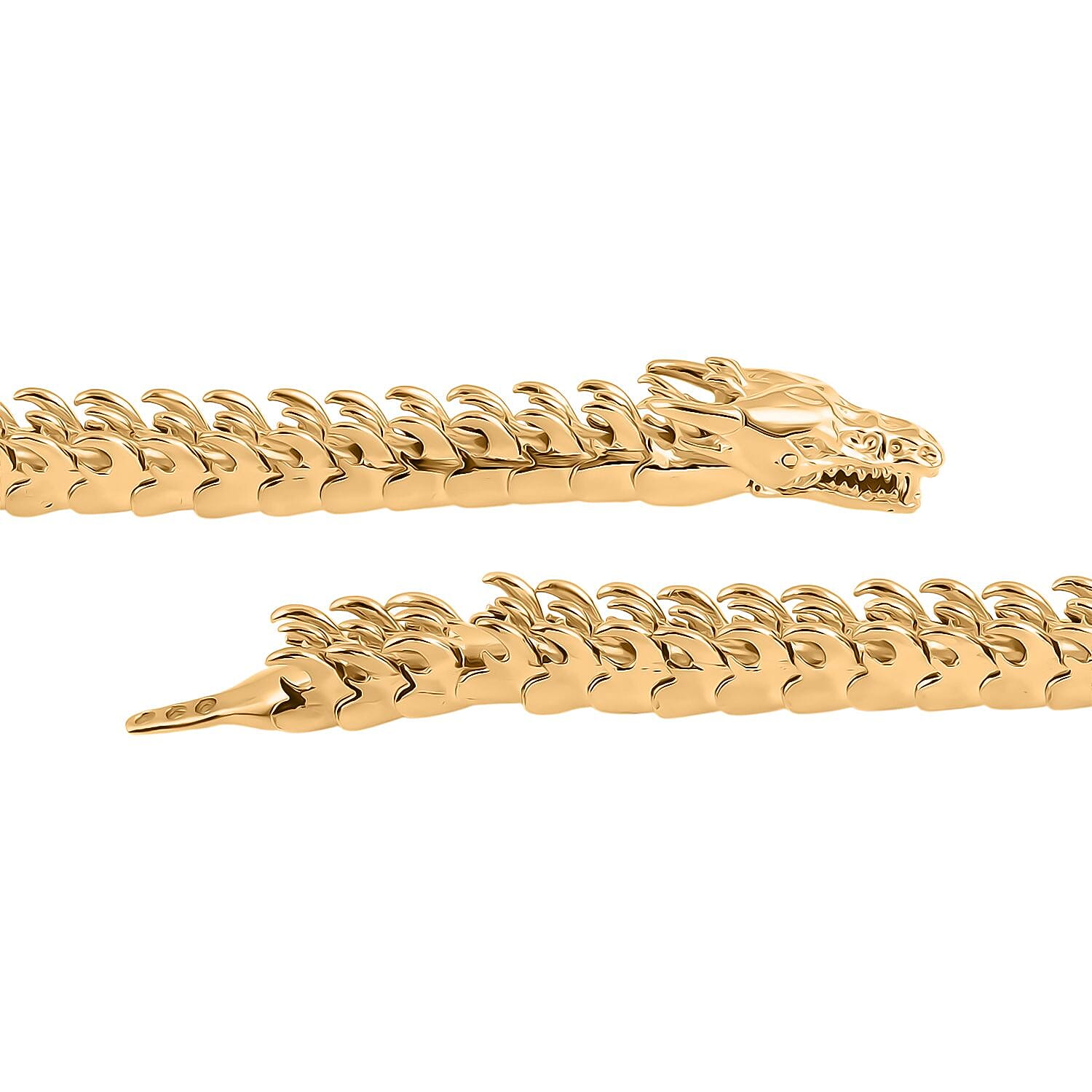 Royal Bali Collection Sterling Silver 22K Vermeil Yellow Gold Plated Dragon Bracelet (Size 8), Silver Wt. 64.95 Gms.