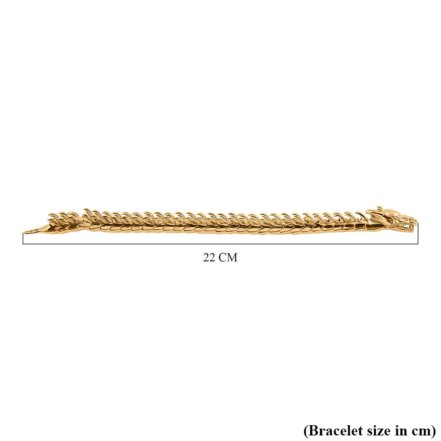 Royal Bali Collection Sterling Silver 22K Vermeil Yellow Gold Plated Dragon Bracelet (Size 8), Silver Wt. 64.95 Gms.