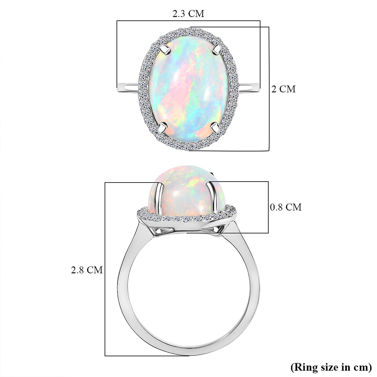 Luxuriant 950 Platinum AAAA Natural Ethiopian Opal & Lab Grown Diamond (SI-G-H) Ring 6.63 Ct, Platinum wt. 5.75 Gms. Luxuriant 950 Platinum AAAA Natural Ethiopian Opal & Lab Grown Diamond (SI-G-H) Ring 6.63 Ct, Platinum wt. 5.75 Gms.
