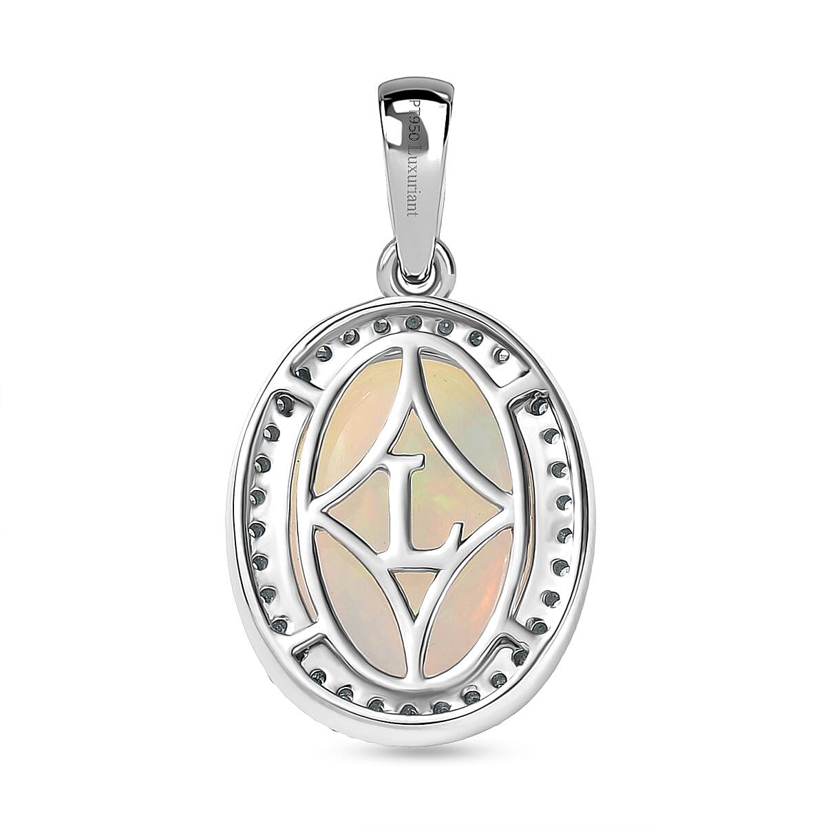 Luxuriant 950 Platinum AAAA Ethiopian Opal Lab Grown Diamond (SI-GH) Solitaire Pendant 6.50 Ct, Platinum Wt. 4.55 Gms. Luxuriant 950 Platinum AAAA Ethiopian Opal Lab Grown Diamond (SI-GH) Solitaire Pendant 6.50 Ct, Platinum Wt. 4.55 Gms.