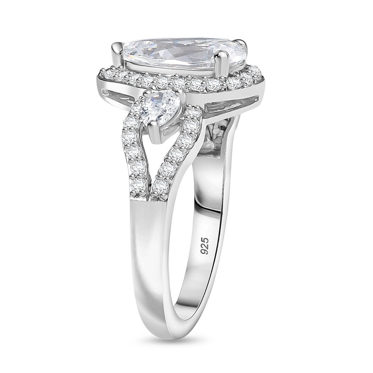 Swarovski Zirconia Ring in Rhodium Overlay Sterling Silver 3.71 Ct.