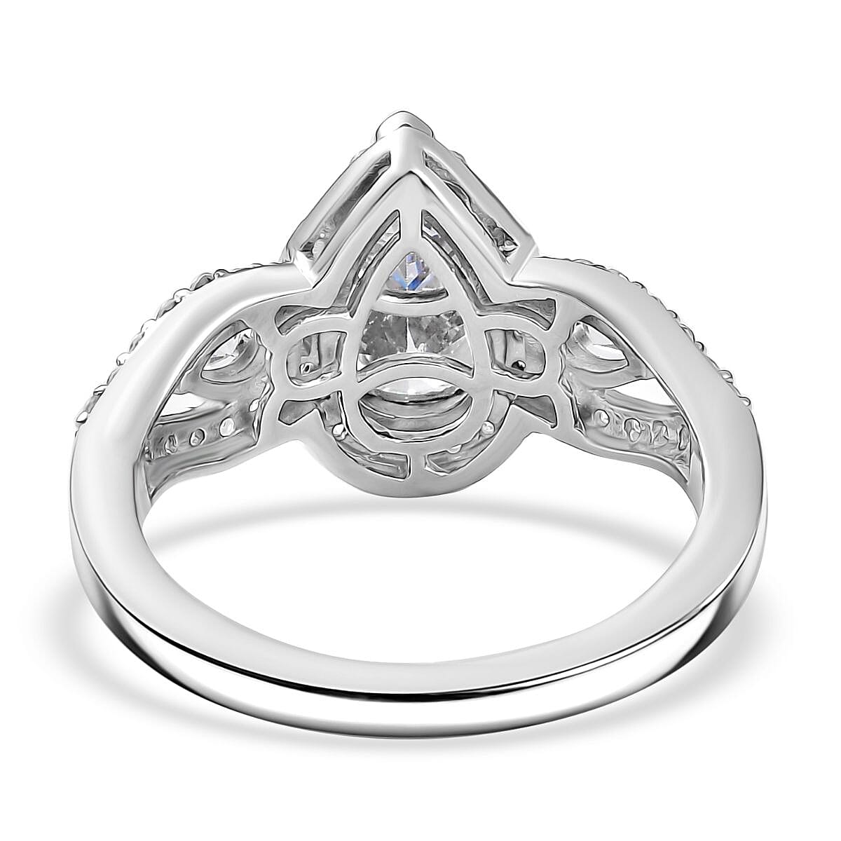 Swarovski Zirconia Ring in Rhodium Overlay Sterling Silver 3.71 Ct.