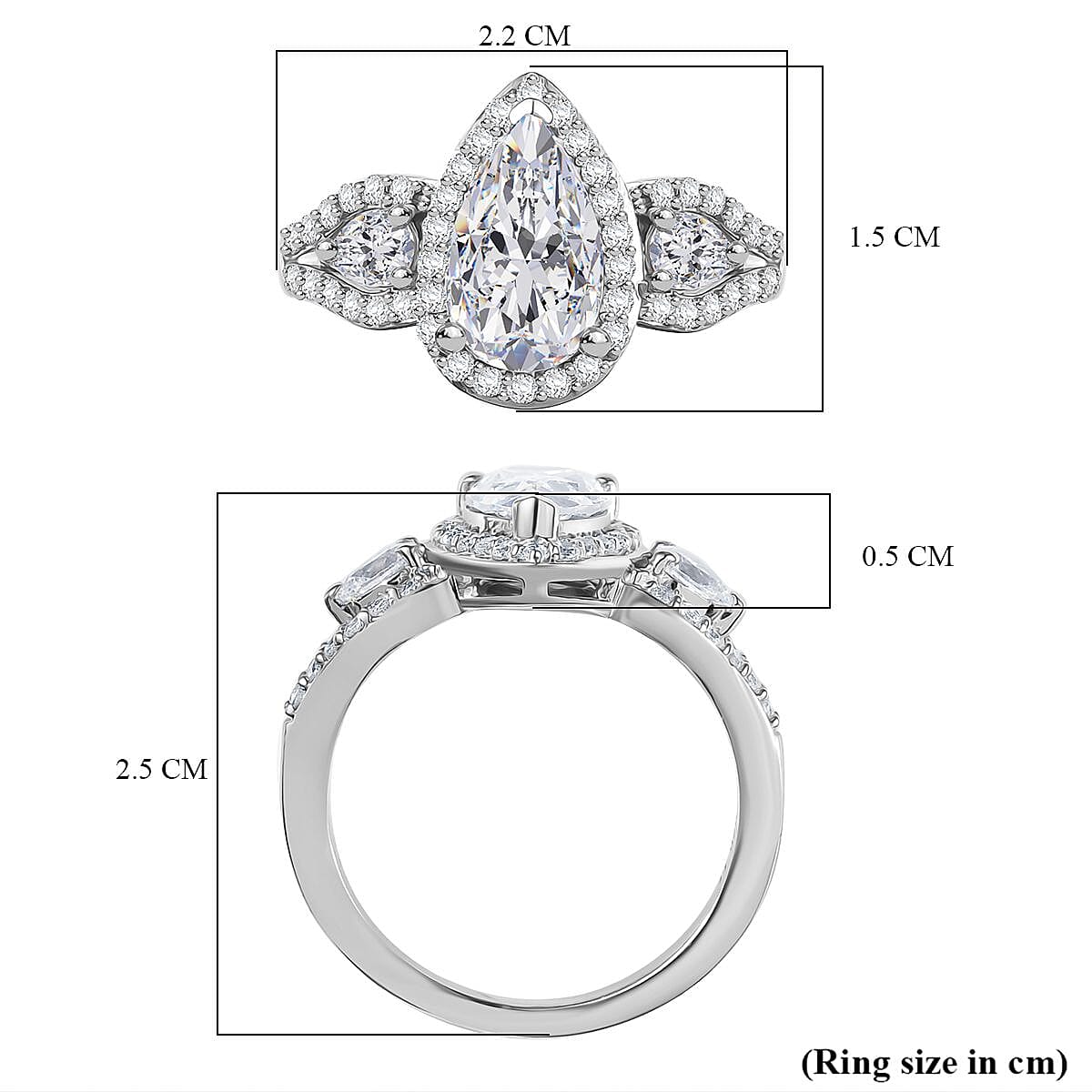 Swarovski Zirconia Ring in Rhodium Overlay Sterling Silver 3.71 Ct.